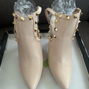 Studded Cream Ankle Boots